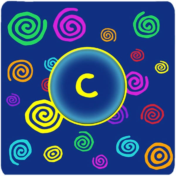 Carolines Treasures Monogram - Blue Swirls Foam Coasters Initial Letter C- Set of 4 - CJ1011-CFC