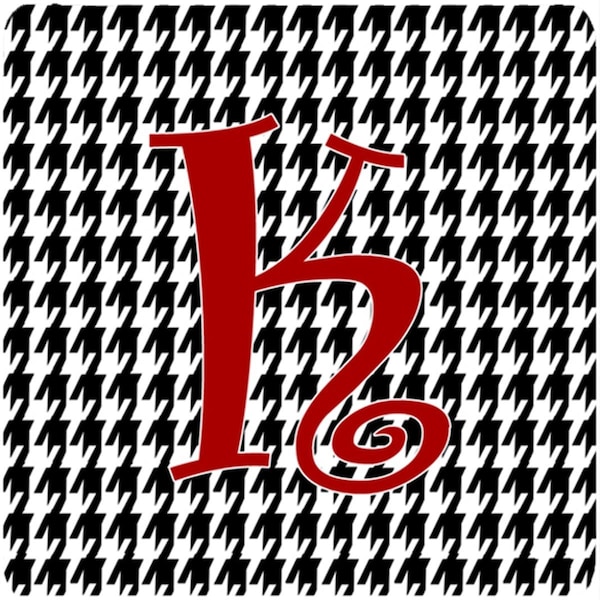 Carolines Treasures Set of 4 Monogram - Houndstooth Black Foam Coasters Initial Letter K - CJ1035-KFC