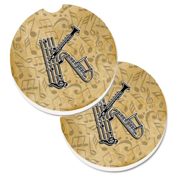 Carolines Treasures Letter K Musical Instrument Alphabet Cup Holder Car Coaster, 2PK - CJ2004-KCARC