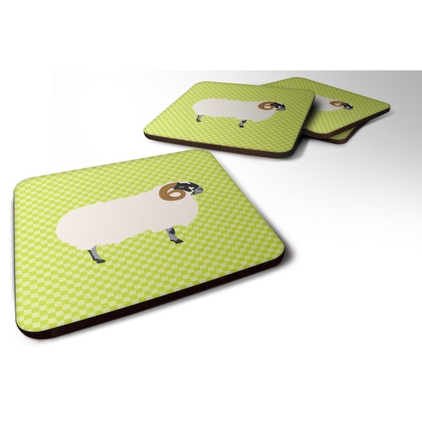 Carolines Treasures Scottish Blackface Sheep Green Foam Coaster, Set of 4 - BB7799FC