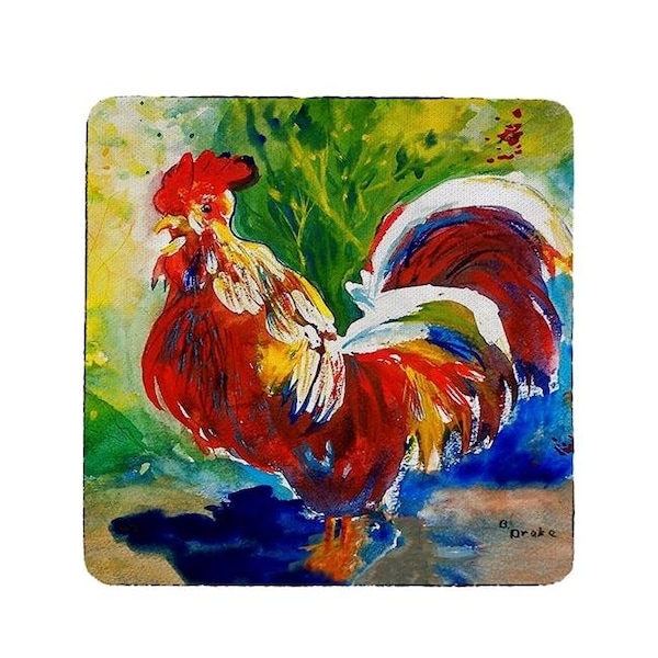 Betsy Drake Betsy Drake CT144 Red Roosters Coaster - Set of 4 - CT144