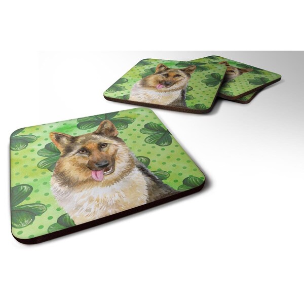 Carolines Treasures German Shepherd St Patricks Foam Coaster - Set of 4 - BB9828FC