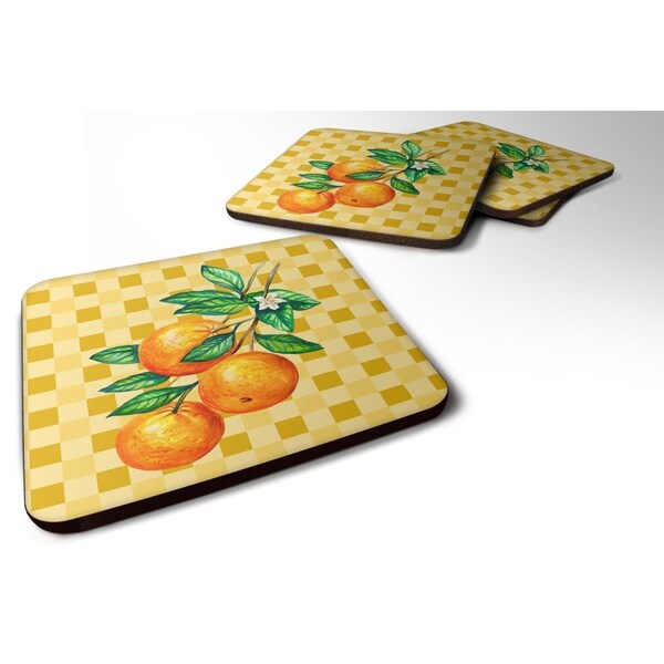 Carolines Treasures Oranges on Branch on Basketweave Foam Coasters - Set of 4 - BB7238FC