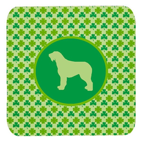Carolines Treasures Irish Wolfhound Lucky Shamrock Foam Coasters- Set of 4 - SDK1135-C-FC