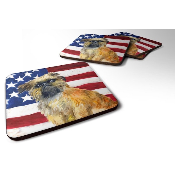 Carolines Treasures Brussels Griffon Patriotic Foam Coaster, 3.5 x 3.5 in. - Set of 4 - BB9687FC