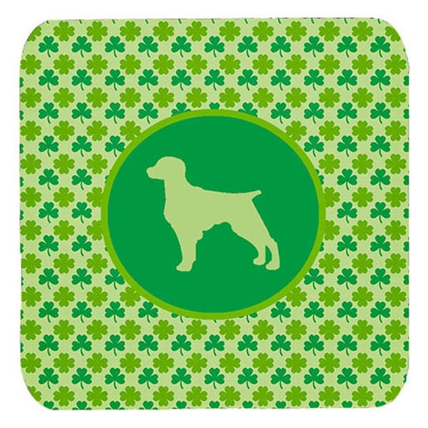 Carolines Treasures Boykin Spaniel Lucky Shamrock Foam Coasters- Set of 4 - SDK1017-C-FC
