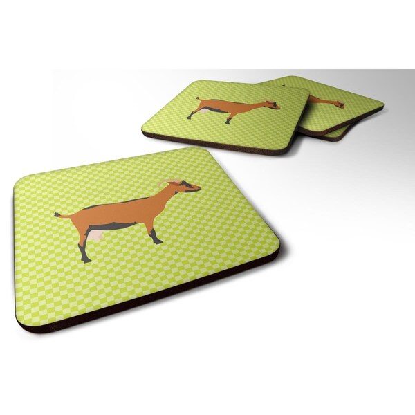 Carolines Treasures Oberhasli Goat Green Foam Coaster, Set of 4 - BB7714FC