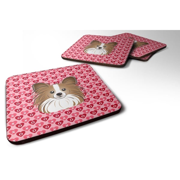 Carolines Treasures Papillon Hearts Foam Coasters - Set of 4 - BB5318FC
