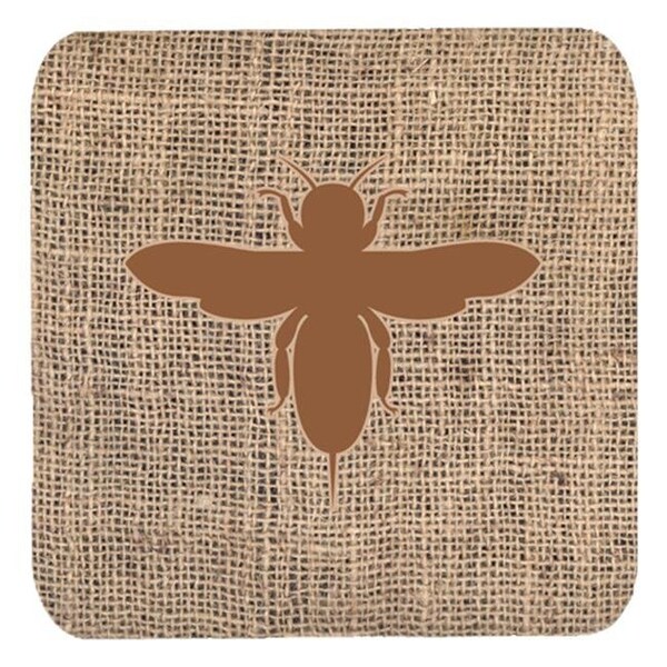 Carolines Treasures Carolines Treasures BB1057-BL-BN-FC Bee Burlap and Brown Foam Coasters; Set - 4 - BB1057-BL-BN-FC