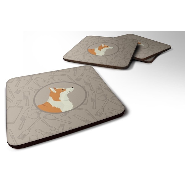 Carolines Treasures Pembroke Corgi in the Kitchen Foam Coasters - Set of 4 - CK2201FC