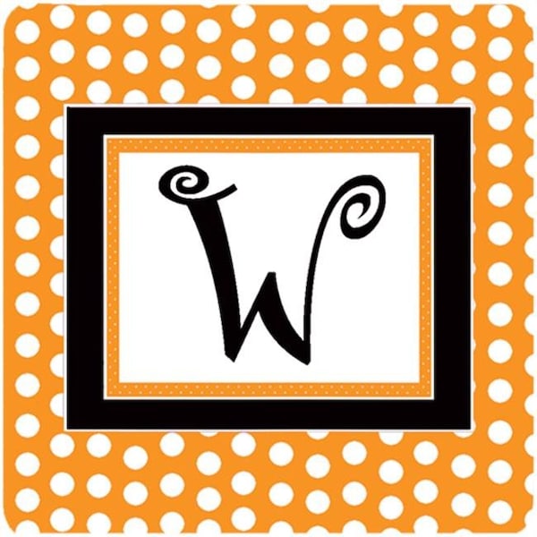 Carolines Treasures Carolines Treasures CJ1033-WFC Set of 4 Monogram - Orange Polkadots Foam Coasters Initial Letter W - CJ1033-WFC