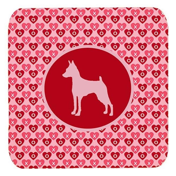 Carolines Treasures Carolines Treasures SDK1104-A-FC Min Pin Valentine Hearts Foam Coasters - Set 4; 3.5 x 3.5 In. - SDK1104-A-FC
