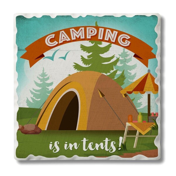 Counterart Counter Art Camping is in Tents Single Tumbled Tile Coaster - CART0201590