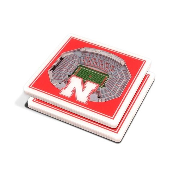 You The Fan YouTheFan 7016696 NCAA Nebraska Cornhuskers Memorial Stadium 3D StadiumViews Coaster Set - Pack of 2 - 7016696
