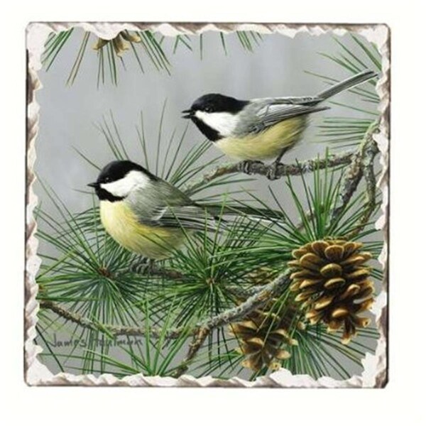 Counterart Counter Art  Chickadees Number 2 Single Tumbled Tile Coaster - CART11186