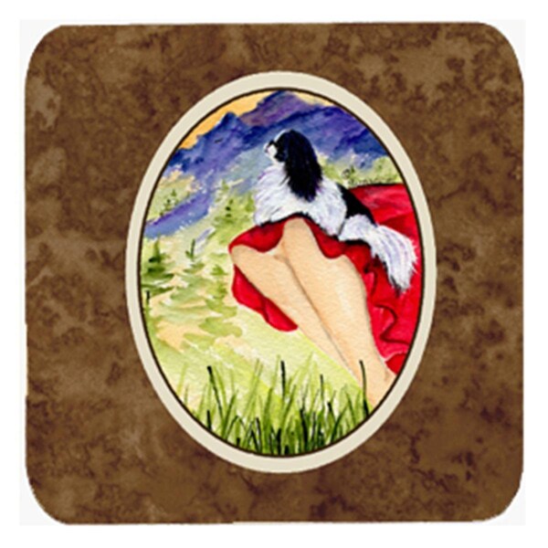 Carolines Treasures Lady With Her Japanese Chin Foam Coasters- Set of 4 - SS8524FC