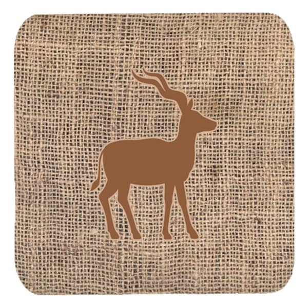 Carolines Treasures Deer Burlap And Brown Foam Coasters- Set of 4 - BB1121-BL-BN-FC