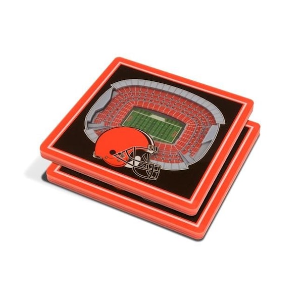 You The Fan YouTheFan 9025474 NFL Cleveland Browns FirstEnergy Stadium 3D StadiumViews Coaster Set - Pack of 2 - 9025474
