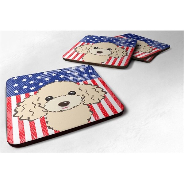 Carolines Treasures American Flag and Buff Poodle Foam Coaster, Set of 4 - BB2188FC