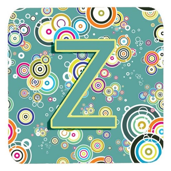 Carolines Treasures Letter Z Circle Circle Teal Initial Alphabet Foam Coasters- Set of 4 - CJ2015-ZFC