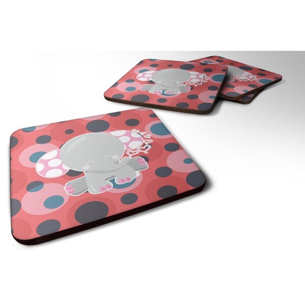 Carolines Treasures Elephant Lots of Polkadots Foam Coasters - Set of 4 - BB6951FC