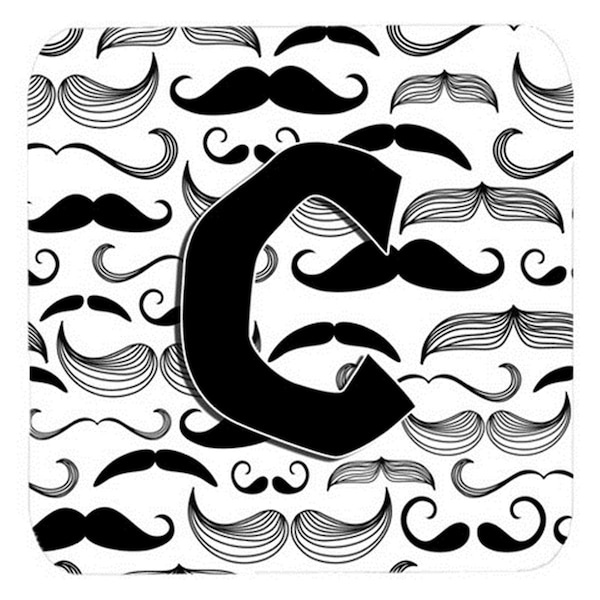 Carolines Treasures Letter C Moustache Initial Foam Coasters- Set of 4 - CJ2009-CFC