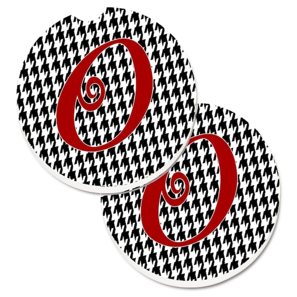 Carolines Treasures Monogram Initial O Houndstooth Black Cup Holder Car Coaster, 2PK - CJ1035-OCARC