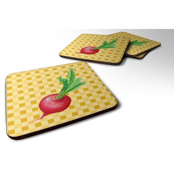Carolines Treasures Radish on Basketweave Foam Coasters - Set of 4 - BB7210FC