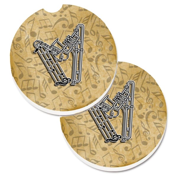 Carolines Treasures Letter W Musical Instrument Alphabet Cup Holder Car Coaster, 2PK - CJ2004-WCARC