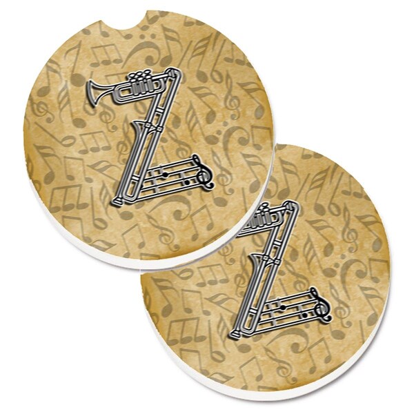 Carolines Treasures Letter Z Musical Instrument Alphabet Cup Holder Car Coaster, 2PK - CJ2004-ZCARC