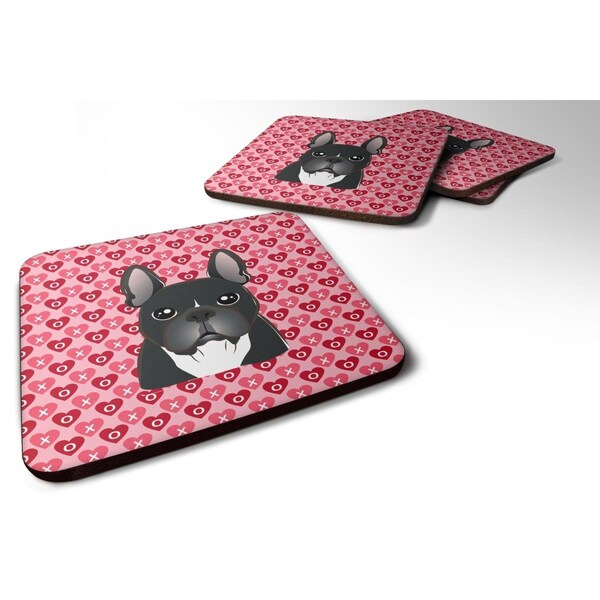 Carolines Treasures French Bulldog Hearts Foam Coasters - Set of 4 - BB5297FC