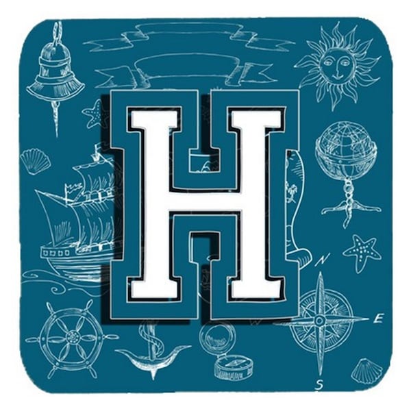 Carolines Treasures Letter H Sea Doodles Initial Alphabet Foam Coasters- Set of 4 - CJ2014-HFC