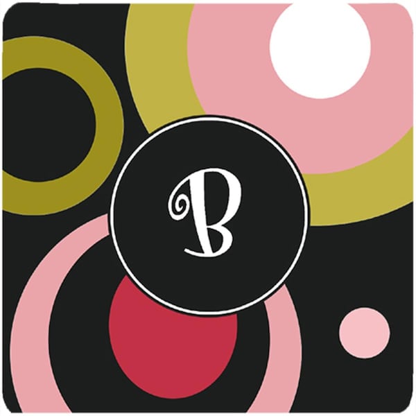 Carolines Treasures Monogram - Retro In Black Foam Coasters - Set of 4- 3.5 x 3.5 In. - AM1001-BFC