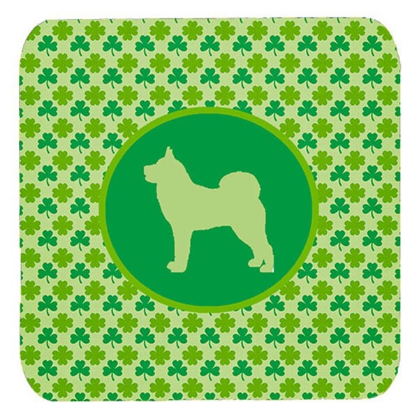 Carolines Treasures Karelian Bear Dog Lucky Shamrock Foam Coasters- Set of 4 - SDK1136-C-FC