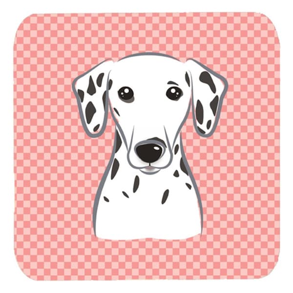 Carolines Treasures 3.5 x 3.5 In. Checkerboard Pink Dalmatian Foam Coasters- Set of 4 - BB1210FC