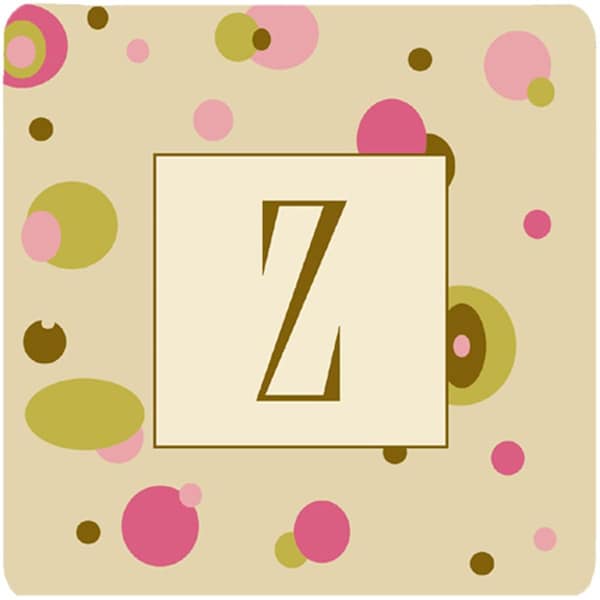 Carolines Treasures Monogram - Tan Dots Foam Coasters Initial Letter Z- Set of 4 - CJ1004-ZFC