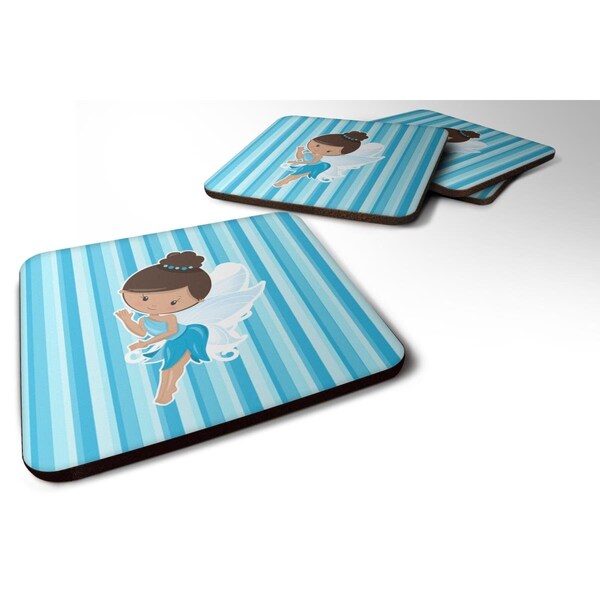 Carolines Treasures Fairy Blue Stripes Foam Coasters - Set of 4 - BB6910FC