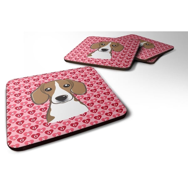 Carolines Treasures Beagle Hearts Foam Coasters - Set of 4 - BB5309FC