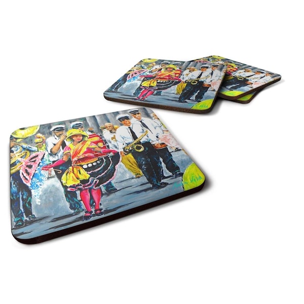 Carolines Treasures Mardi Gras Dancin in the Street Foam Coasters - Set of 4 - MW1324FC
