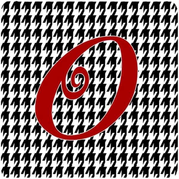 Carolines Treasures Set of 4 Monogram - Houndstooth Black Foam Coasters Initial Letter O - CJ1035-OFC