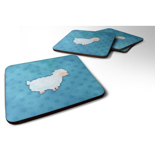 Carolines Treasures Polkadot Sheep Lamb Watercolor Foam Coasters - Set of 4 - BB7390FC