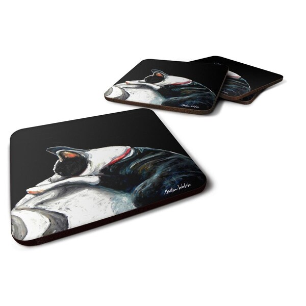 Carolines Treasures Boston Terrier Spot in the Sun Foam Coasters - Set of 4 - MW1315FC