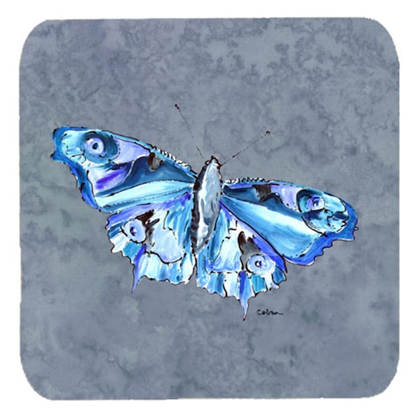 Carolines Treasures Butterfly On Gray Foam Coasters- Set of 4 - 8856FC