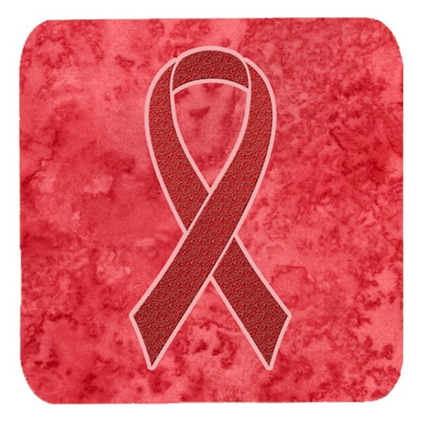 Carolines Treasures 3.5 x 3.5 In. Red Ribbon for Aids Awareness Foam Coasters- Set of 4 - AN1213FC