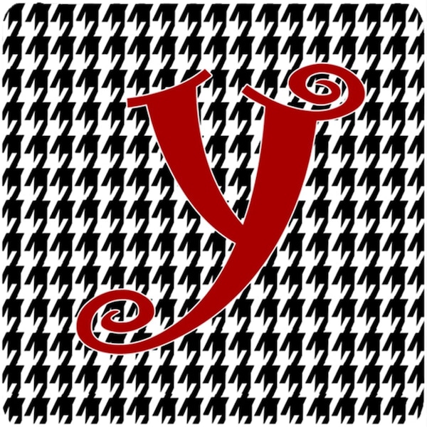 Carolines Treasures Set of 4 Monogram - Houndstooth Black Foam Coasters Initial Letter Y - CJ1035-YFC