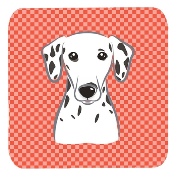 Carolines Treasures Red Checkered Dalmatian Foam Coasters Set of 4 - BB1131FC