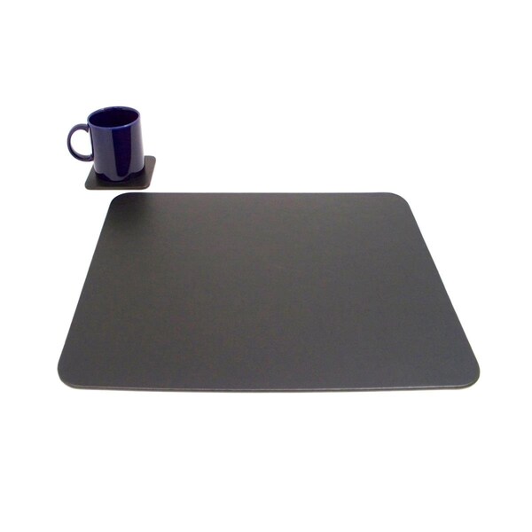 Buena Voluntad International  14 x 17 in. Leather Conference Table Pad with Single Coaster - Black - BU2537200