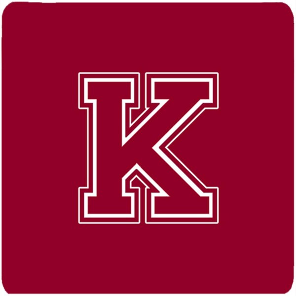 Carolines Treasures Set of 4 Monogram - Maroon and White Foam Coasters Initial Letter K - CJ1032-KFC