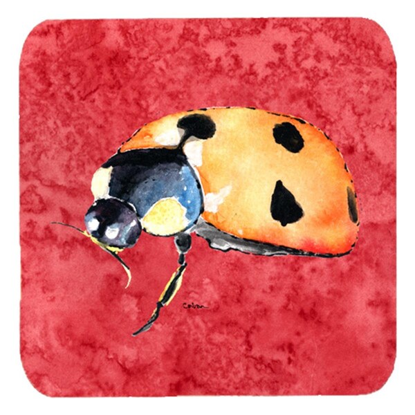 Carolines Treasures Lady Bug On Red Foam Coasters- Set of 4 - 8869FC