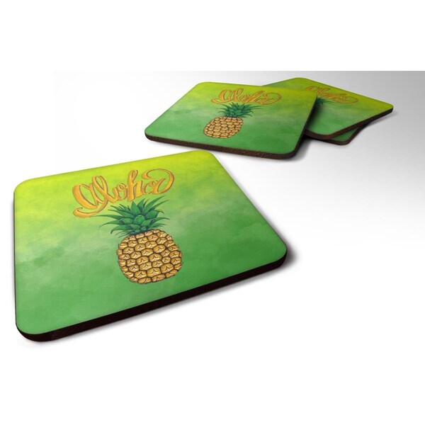 Carolines Treasures Aloha Pineapple Welcome Foam Coasters - Set of 4 - BB7451FC
